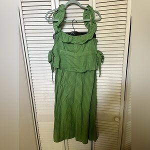 Free People Ruffle Side Tie Tank Top + Skirt Set Green Size Large